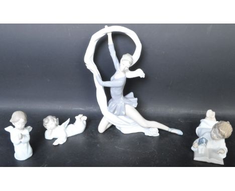 A collection of vintage 20th century porcelain bone china Nao and Lladro Spanish figures to include Angel Lying Down, Praying