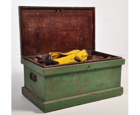 A large collection of early 20th century and later carpenters woodworking tools to include mallets, chisels and clamps. Compr