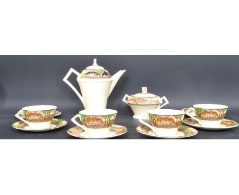 A collection of early 20th century Myott Son &amp; Co china tea service items in the England's Countryside pattern. Comprisin