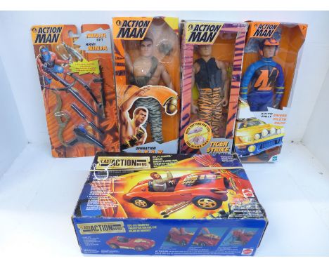 Action Man figures, 1990's and a Last Action Hero vehicle, all boxed 