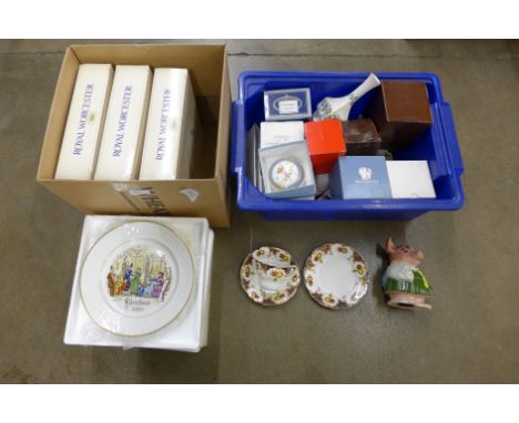 Four Royal Worcester Christmas plates, 1979, 1980, 1981 and 1982, all boxed and with paperwork and a collection of china, som