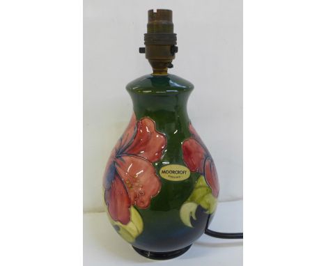 A Moorcoft Hibiscus table lamp base, 20cm 