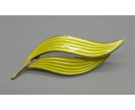 A 1960's 925 sterling silver and enamel brooch, Aksel Holmsen, Norway 