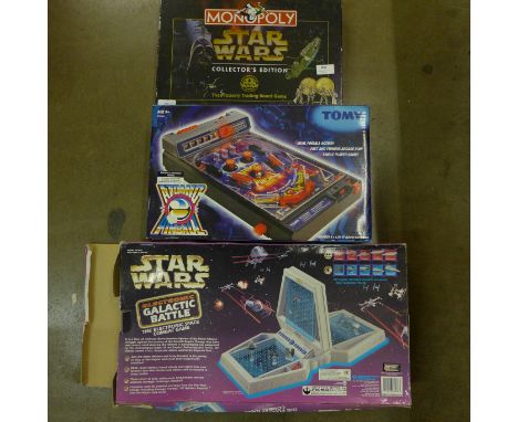 Star Wars Electronic Galactic Battle game, Star Wars Monopoly and Atomic Pinball 