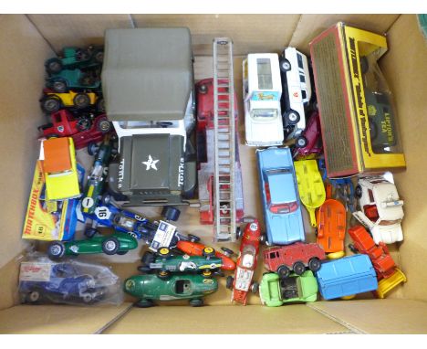 A collection of model vehicles, Matchbox 18 Field Car, with box, a Tonka Jeep, box a/f, Corgi Chevrolet Impala, other Corgi, 