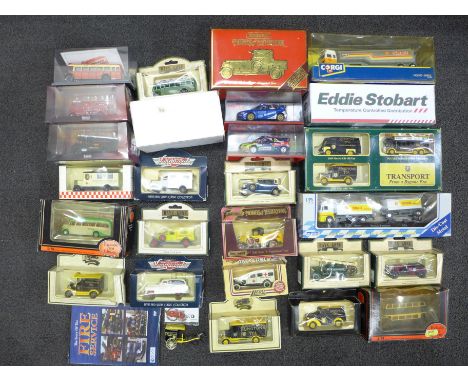 A box of Days Gone and other die-cast model vehicles, most boxed 