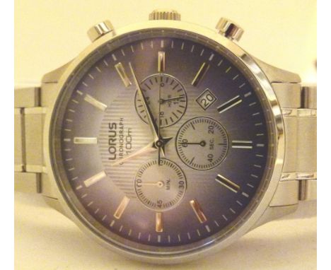 Lorus stainless steel chronograph wristwatch, brand new in box with white dial 