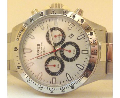 Lorus stainless steel chronograph wristwatch, brand new in box with grey dial 