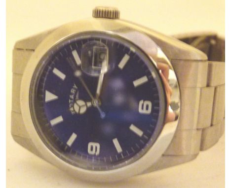 Gents Rotary stainless steel wristwatch with blue dial 