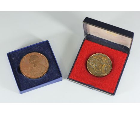 Two assorted medallions including the Railway Centenary Medal, Stockton &amp; Darlington Railway 1825-1925 and another simila
