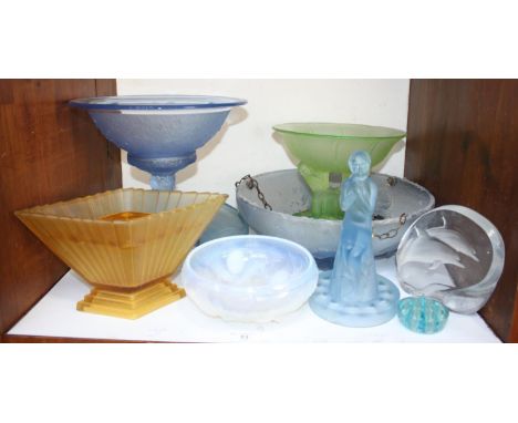 SECTION 13. A small selection of assorted glassware including Lalique style opaque figures and light shades etc. 