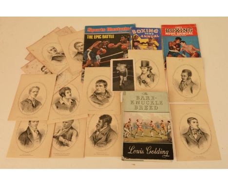 A collection of twenty 19th century oval engravings depicting famous boxers of the 18th and early 19th centuries, together wi