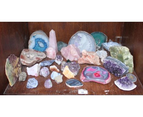 SECTION 50.  A section of 34 assorted crystals including amethyst, quartz and minerals 