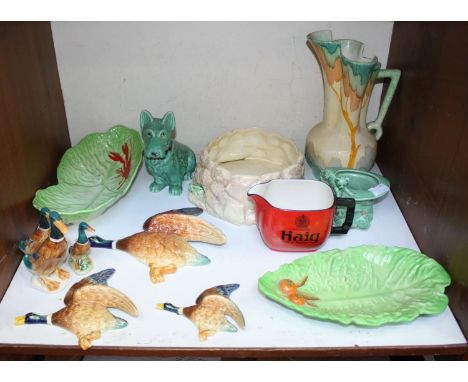 SECTION 7. A small collection of assorted ceramics including three graduated wall plaques modelled as mallards, two Beswick M