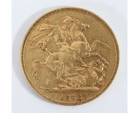 A Queen Victoria 1886 gold sovereign 
