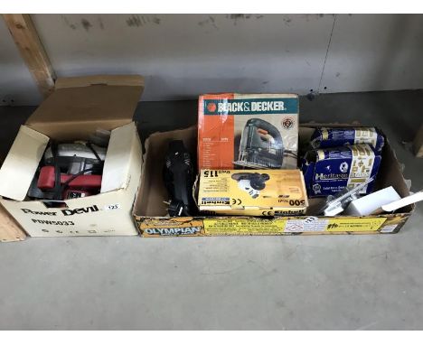 A quantity of electrical tools, door furniture etc.