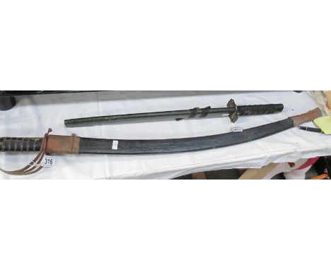 A WW2 Japanese style sword with scabbard A/F