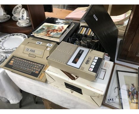Atari 400 games console with 410 program recorder etc. and an Underwood typewriter