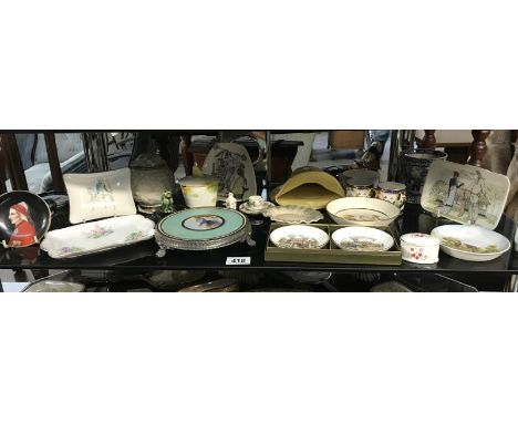 A shelf of misc. china and porcelain including Royal Worcester, Minton etc.