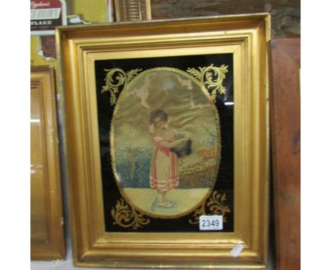 A 1790 silk embroidery sampler, framed glazed and mounted, Averre Eglomise surround (33 x 40 cm) a/f.