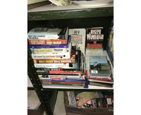 A shelf of war related books
