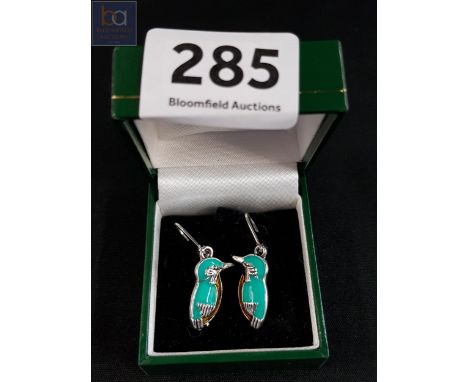 PAIR OF ENAMEL BIRD EARRINGS 