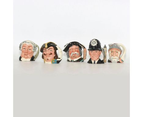 Includes The Lawyer, Bobby, Don Quixote, Sancho Panca and Capt Henry Morgan.Royal DoultonÂ&nbsp;miniature character jugs The 