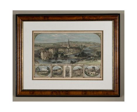 A rare Victorian color print presented in a linen matte and a wooden frame with gilt, by artist Thomas Sulman. THE SHAKESPEAR