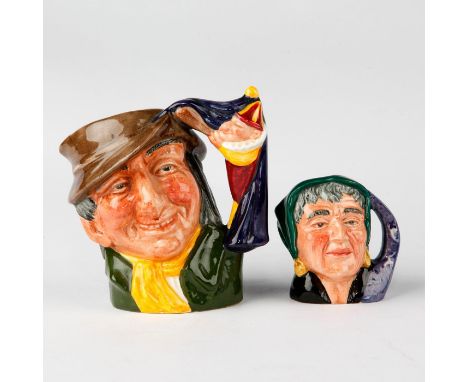 Includes small Punch &amp; Judy Man and mini The Fortune Teller.Royal Doulton Punch &amp; Judy Man D6593. Handle in form of t
