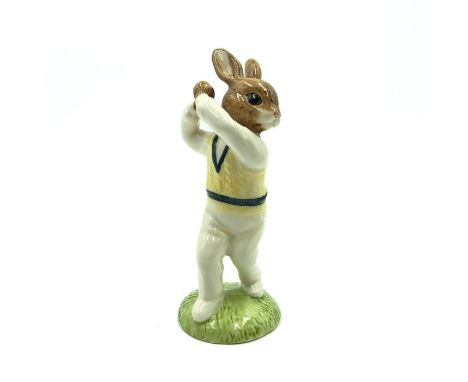 Bunny playing Cricket with ball.Hand painted white, pale yellow and black. Artist: Denise Andrews and Warren PlattIssued: 199