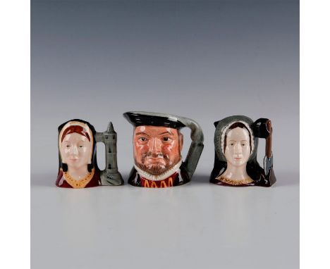Includes Anne Boleyn, Catharine of Aragon and Henry VIII.Royal Doulton miniature character jugs Anne Boleyn D6651 with handle