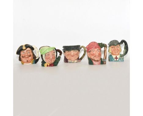 Includes Sairey Gamp, The Lumberjack, Tony Weller, Capt Henry Morgan and St. George.Royal DoultonÂ&nbsp;small character jugs 