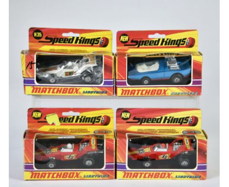 Matchbox, Speed Kings, 3x K-35 Lightening (2x rot, 1x weiß), K-36 Bandolero (blau), meist Z 1