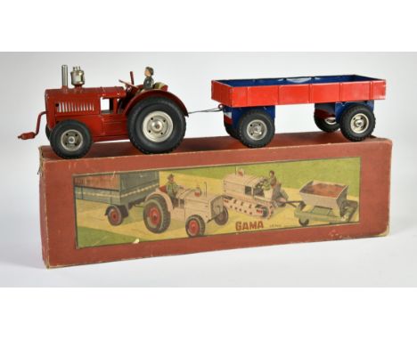Gama, Traktor mit Anhänger, Germany VK, 38 cm, Antrieb ok, Okt, Z 1-2