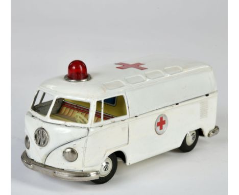 Bandai, VW Bus Ambulanz, Japan, 20 cm, Blech, Funktion ok, LM, Z 2-