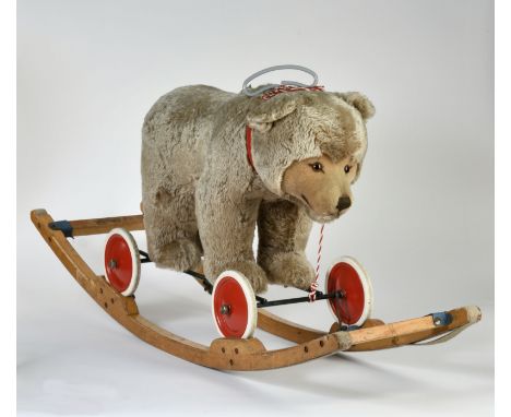 Steiff, Teddybär auf Schaukel, Germany, 50er Jahre, 140 cm, abgeliebt, Z 2-3, für Selbstabholer/Speditionsversand