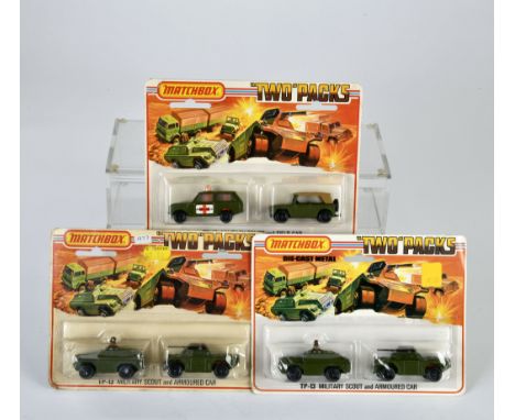 Matchbox, Blisterpackungen, Two Packs, TP-12 Military Ambulance &amp; Field Car2x TP-13 Military Scout &amp; Armored Car, (1x