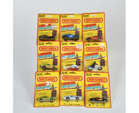 Matchbox, Blisterpackungen andere 1980 - 1983, 75 Rescue Helicopter, o.N. Hot Points Challenger, o.N. Cilia Sun Burner, rot, 