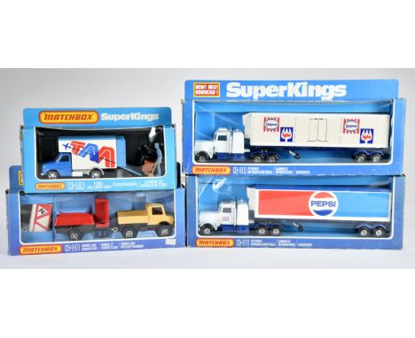 Matchbox, SuperKings, K-29 Ford Delivery Van, K-30 Unimog and Compressor, 2x K-31 Articulated Wagon and Trailer (Pepsi/Langne