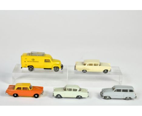 Siku, 5 x Opel, W.-Germany, 1:66, Kst, Z 2+/2-