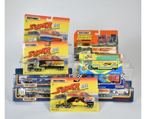 Matchbox Convoy Konvolut, TC 02, Tanker Set SHELL, TC 13, TV News Set MBTV, TC 15, PIRELLI Set, Kenworth Truck Du Pont Nr. 24