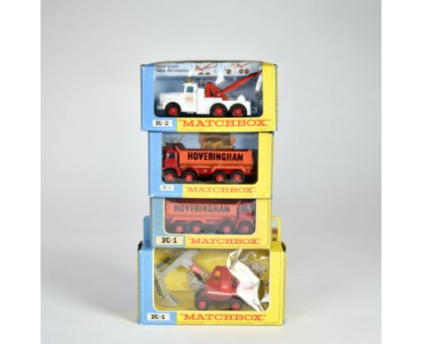 Matchbox King Size Series (gelb/blaue OVP), 2x K-1 Foden Hoveringham Tipper, K-1 Hydraulic O&amp;K Excavator, K-2 Scammell He