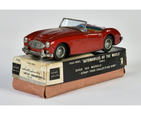 Bandai, Austin Healey Cabrio, Japan, 21 cm, Blech, Friktion ok, Okt Z 2+, min. LM, Z 2+