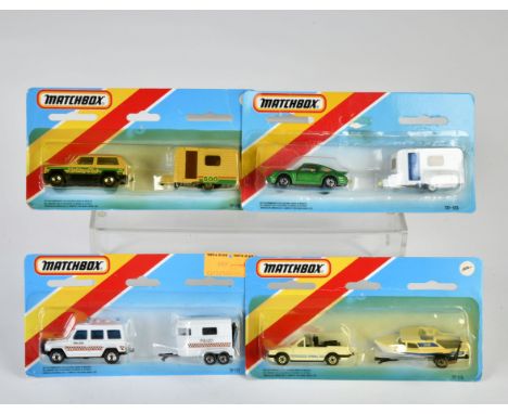 Matchbox, Blisterpackungen, BLAU, Two Packs, TP-113 Porsche, grün &amp; Caravan, weiß, TP-115, Ford Escort Cabriolet + Boat &