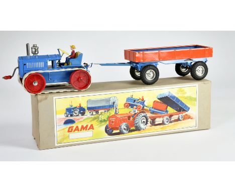Gama, Traktor mit Anhänger, W.-Germany, 38 cm, Antrieb ok, Okt, Z 1