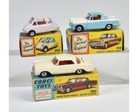 Corgi Toys, 223 Heinkel Economy Car, 230 Mercedes 220 SE &amp;231 Triumph, Okt Z 2, Z 2