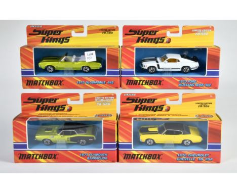 Matchbox, Super Kings 2005, K-209, 1971 Plymouth Barracuda 440, grün metallic, Dach schwarz, 2x K-202 1970 Chevrolet Chevelle