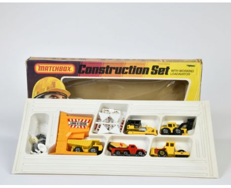 Matchbox, G-5 Construction Set, Cement Truck,Tractor Shovel gelb, schwarze Schaufel, Caterpillar D-9 Tractor, England, Z 1-