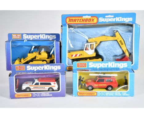 Matchbox, SuperKings, K-41 JCB 808 Excavator, K-42 Traxcavator Road Ripper, K-49 Ambulance Krankenwagen, K-64 Fire Control Ra