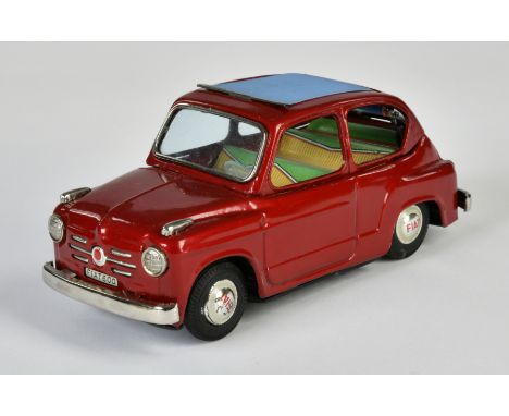 Bandai, Fiat 600, Japan, 18 cm, Blech, Friktion ok, Z 2+